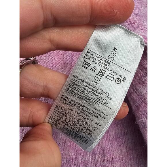 Cozy Plush Yarn Cocoon Sweater XL Slub recycled material lavander purple old nav - Picture 5 of 9